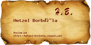 Hetzel Borbála névjegykártya